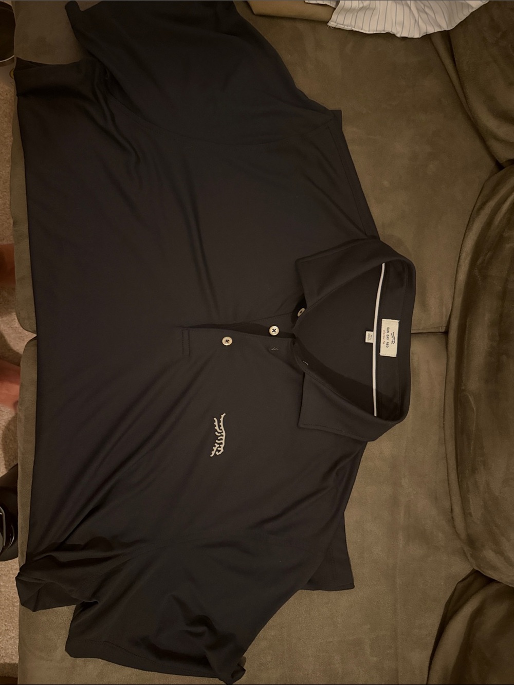 Men's Black Performance Polo with Subtle Chest Embroidery